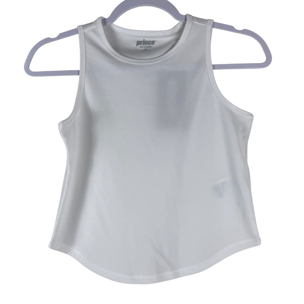 Prince Youth Girls Medium 10-12 White Tank Top‎ Wicking UPF 30+ Athletic Tennis